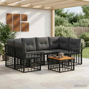 Set di divani da esterno 7 pz Nero e Grigio scuro polyrattan 3437645