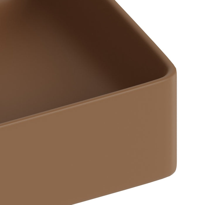 Lavabo d'appoggio quadrato in ceramica da 36x36 cm marrone - Serie Nature