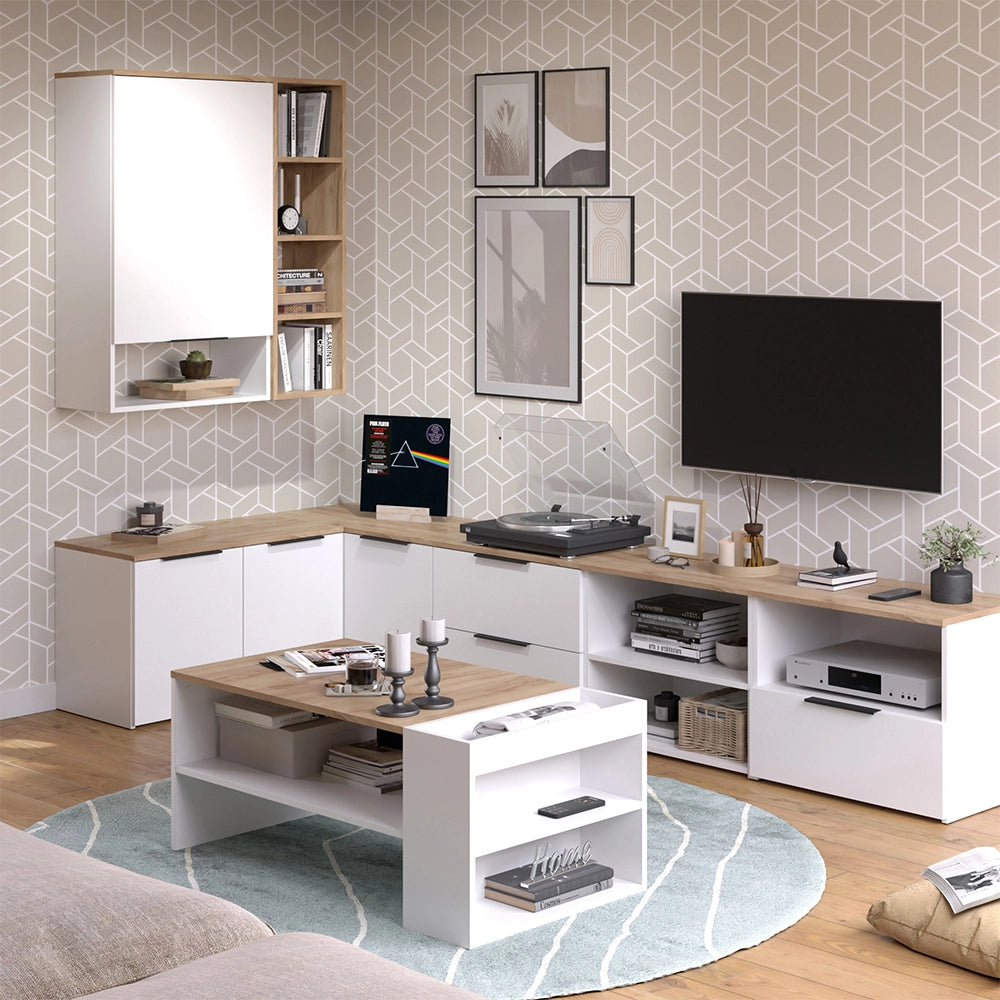 Vicco Tavolino da salotto Bianco/Sonoma 100 x 55 cm con ripiani