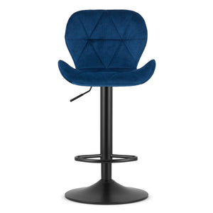 Sgabello in velluto VALORA WEST - Blu navy per soggiorno, cucina, sala da pranzo