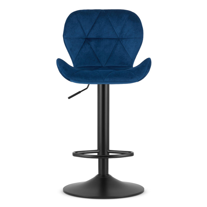 Sgabello in velluto VALORA WEST - Blu navy per soggiorno, cucina, sala da pranzo