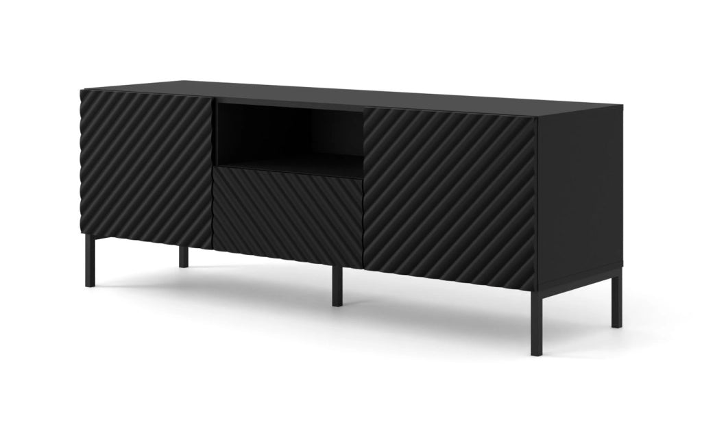 PORTA TV SURF 150 2D1S NERO OPACO GAMBE NERE