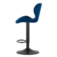 Sgabello in velluto VALORA WEST - Blu navy per soggiorno, cucina, sala da pranzo