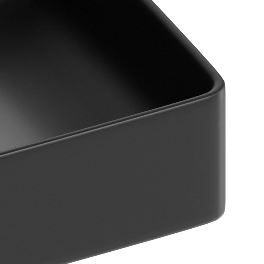 Lavabo d'appoggio quadrato in ceramica da 36x36 cm nero - Serie Nature