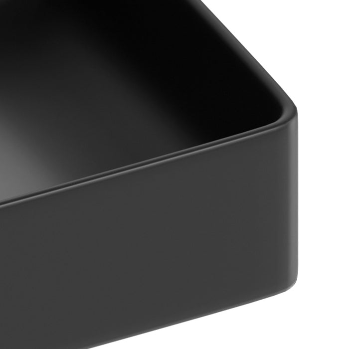 Lavabo d'appoggio quadrato in ceramica da 36x36 cm nero - Serie Nature
