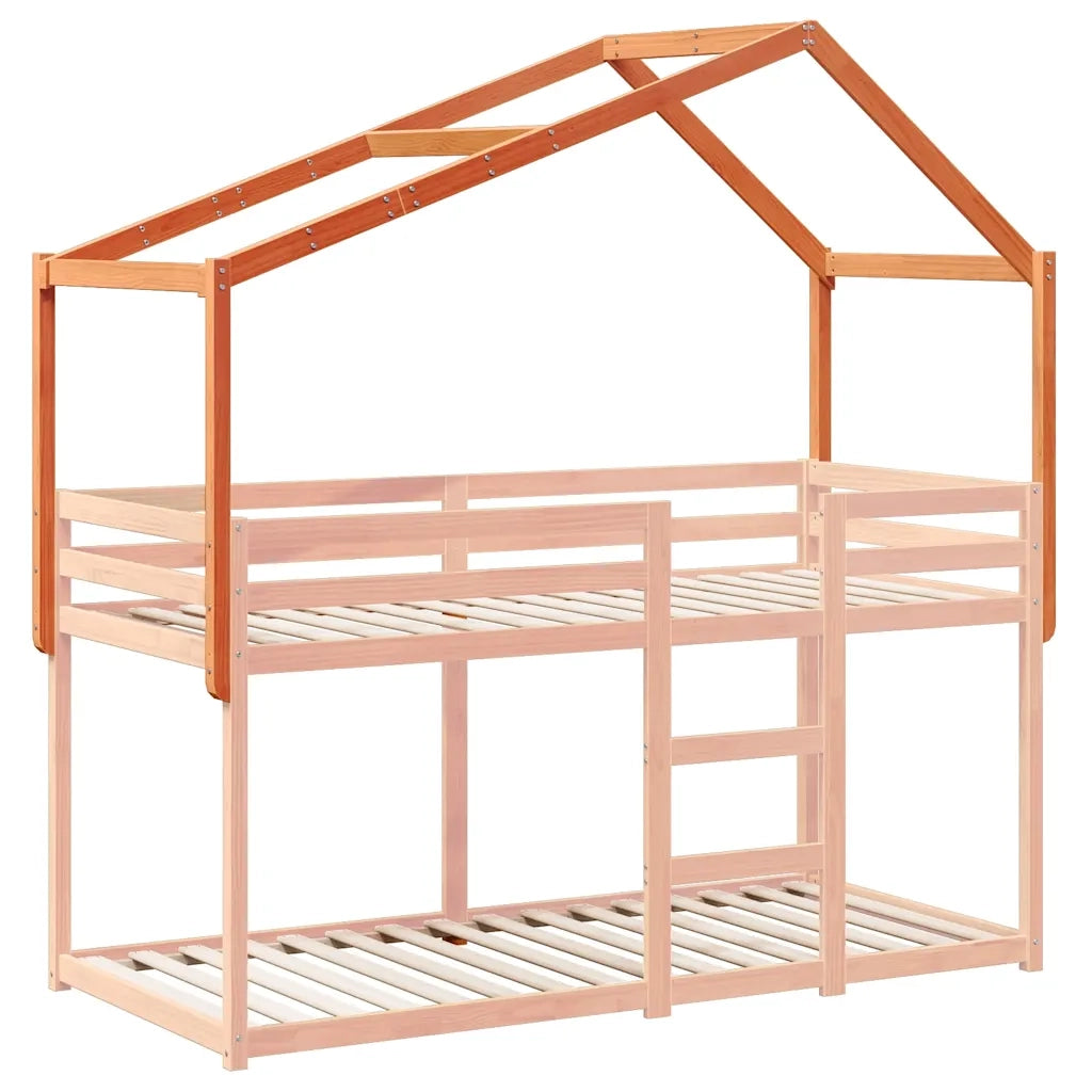 Tetto Letto Bambini Marrone Cera 213x85,5x144,5cm Massello Pino