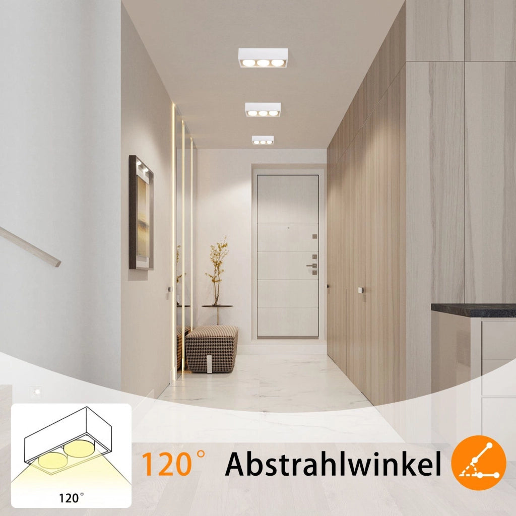 ZMH Faretto da soffitto LED quadrati 3 fiamme rotanti