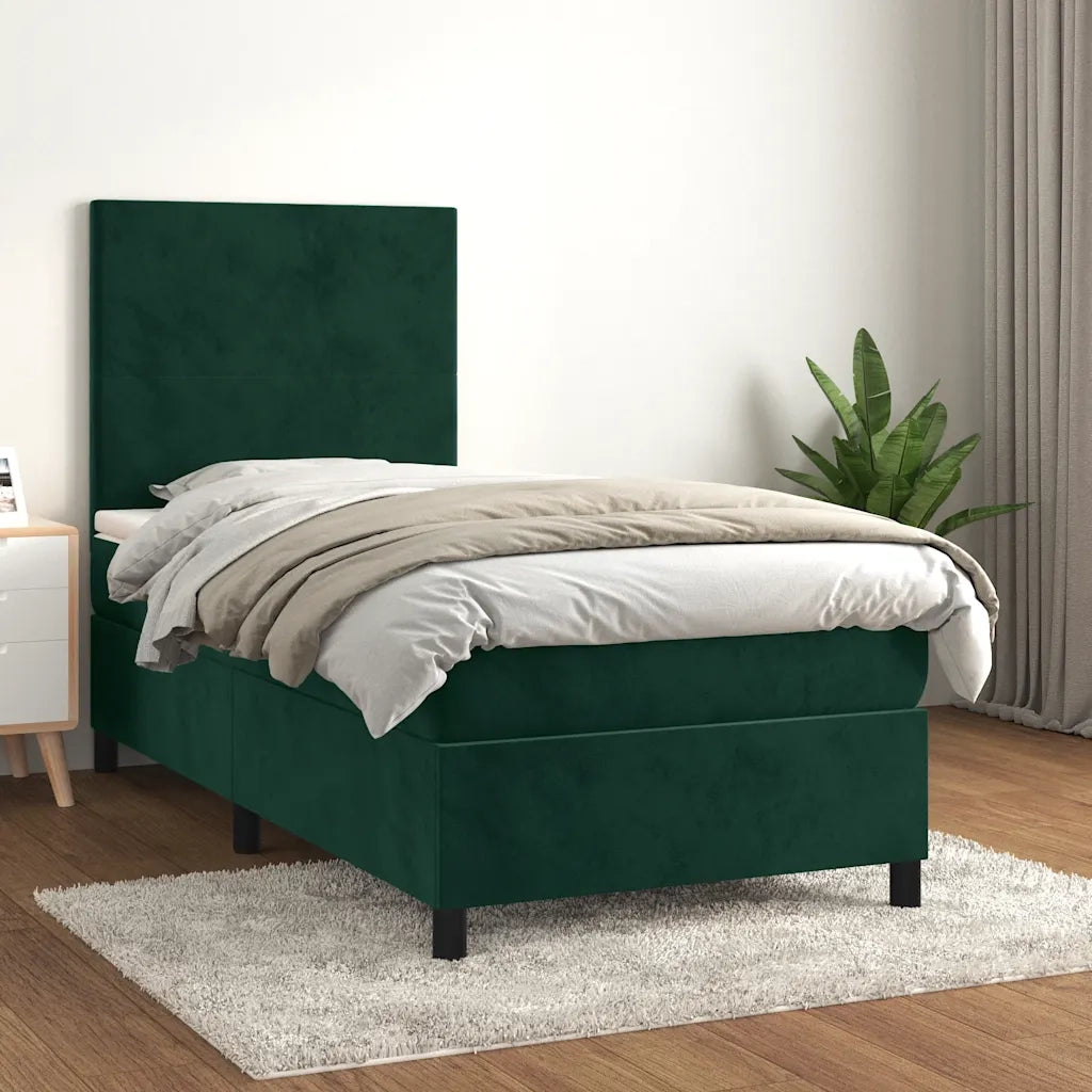 Giroletto a Molle con Materasso Verde Scuro 90x200 cm Velluto 3142884