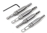 Kit di punteria a cardano da 4 pezzi - punteria HSS - punteria autoalimentante - per legno - 5/64 a 11/64 pollici - materiale di alta qualità - set di punteria