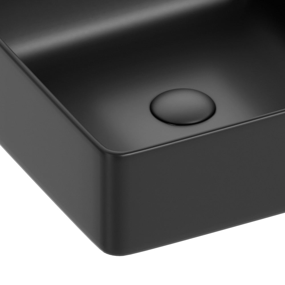 Lavabo d'appoggio quadrato in ceramica da 36x36 cm nero - Serie Nature