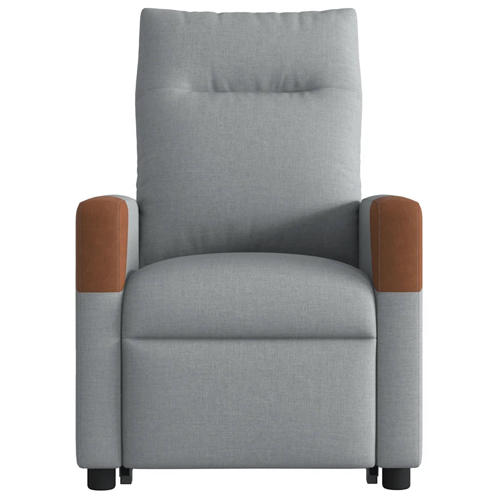 vidaXL Poltrona Alzapersona Massaggi Reclinabile Grigio Chiaro Tessuto