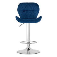 Sgabello in velluto VALORA WEST - Blu navy per soggiorno e cucina