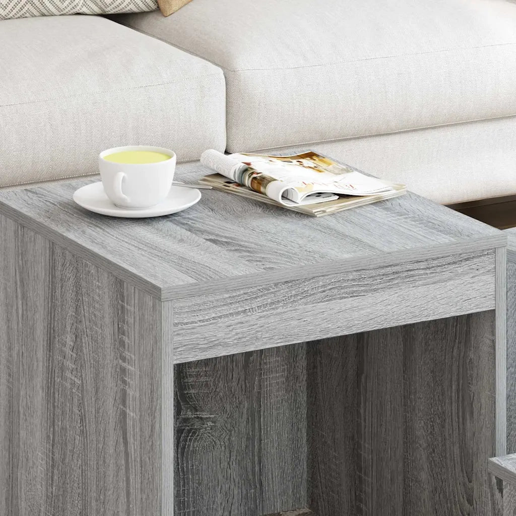 Tavolini Impilabili 3 pz Grigio Sonoma in Legno Multistrato 815226
