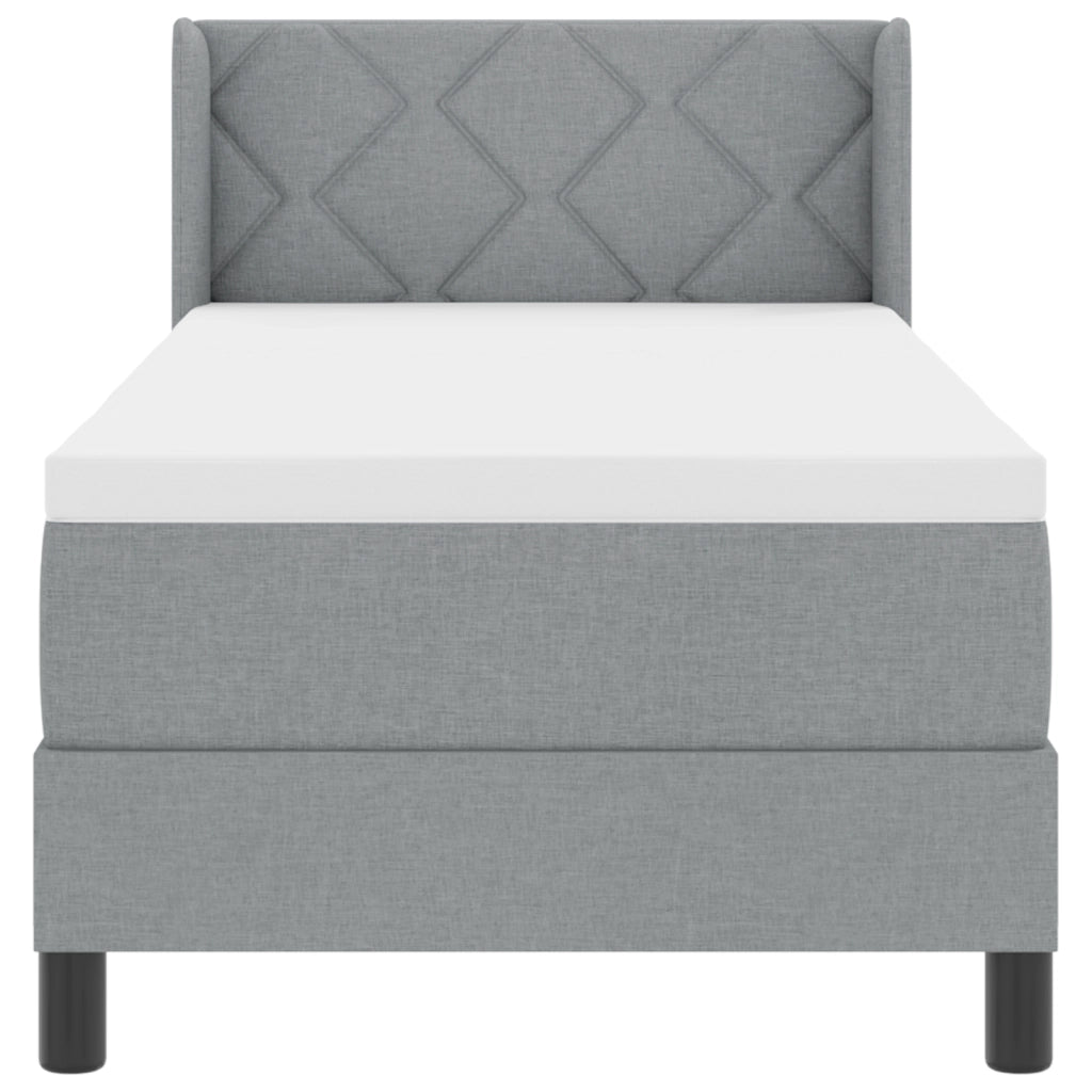 Letto con Box Spring e Materasso Grigio Chiaro 80x200 cm in Tessuto