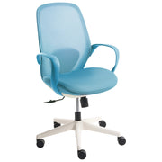 Sedia da ufficio in rete blu Base girevole Braccioli Schienale reclinabile Altezza regolabile Seduta in schiuma modellata PU Ufficio domestico Open space