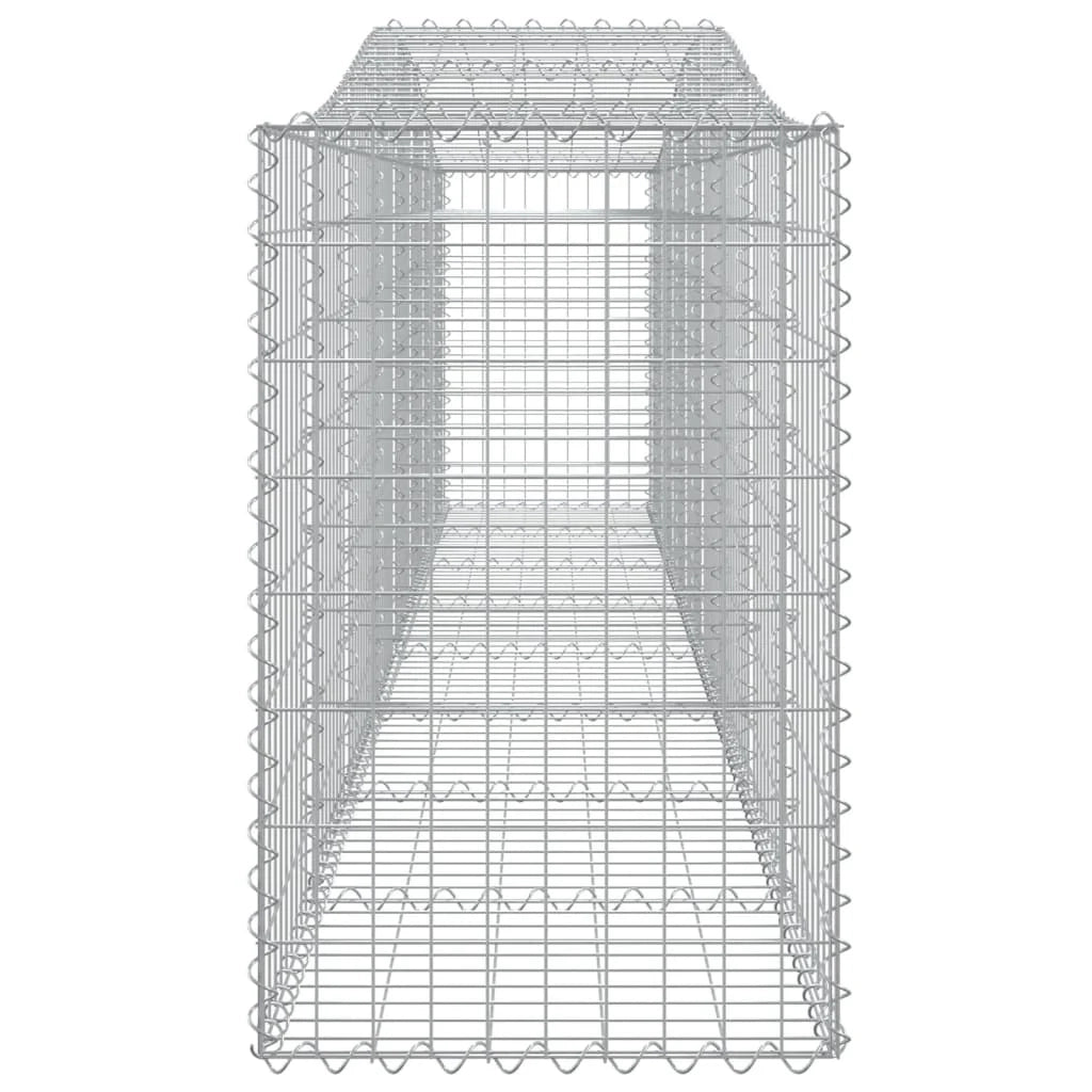 Cestini gabbioni recinzione a gabbia muro di contenimento ad arco 10 pezzi 400 x 50 x 80/100 cm ferro zincato argento 02_0040305