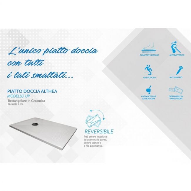 Piatto doccia in ceramica super slim alto 3 cm modello UP Althea - Misura: 70 x 100 x H 3 cm