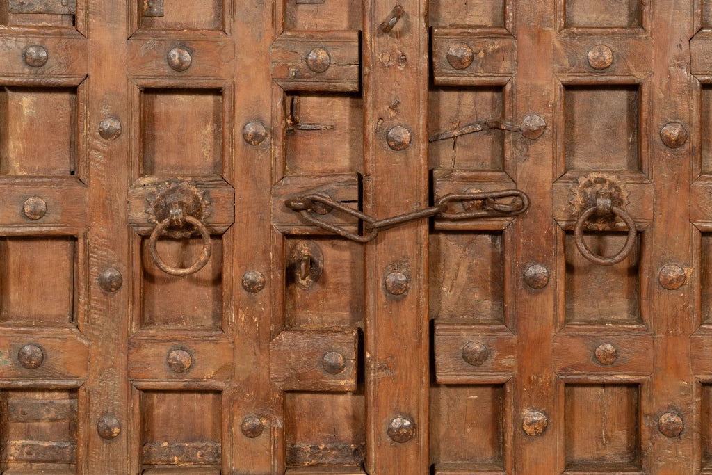 Biscottini Porta portone in legno massello e ferro da interno o da esterno vecchia e antica medievale scorrevole