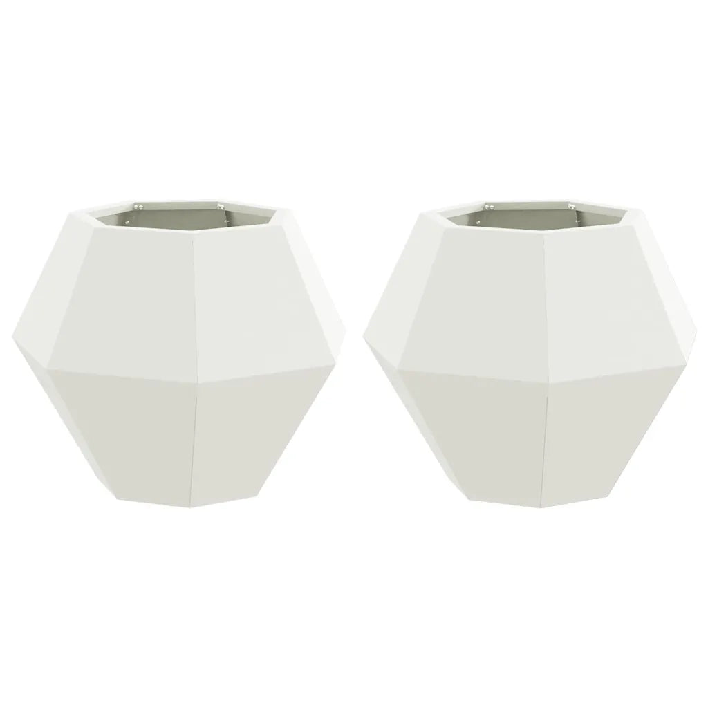 Fioriera 2 pcs Bianco 50 x 50 x 40 cm Acciaio