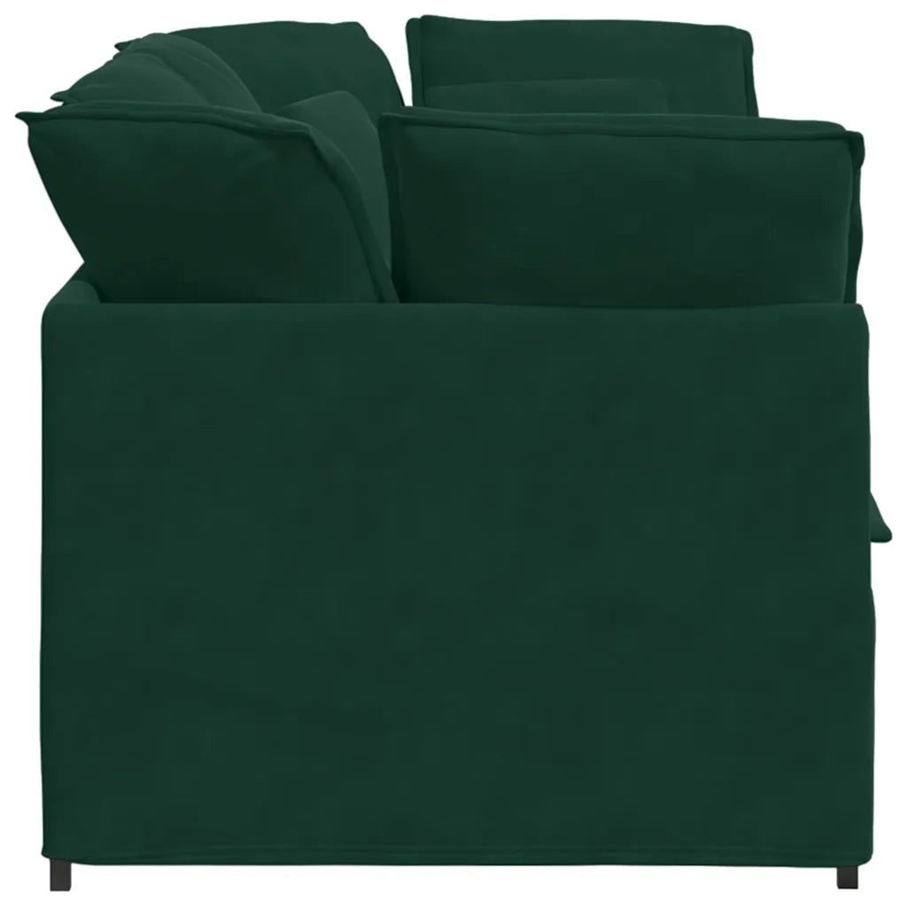 Divano Modulare con Cuscini in Velluto Verde Scuro 3321251