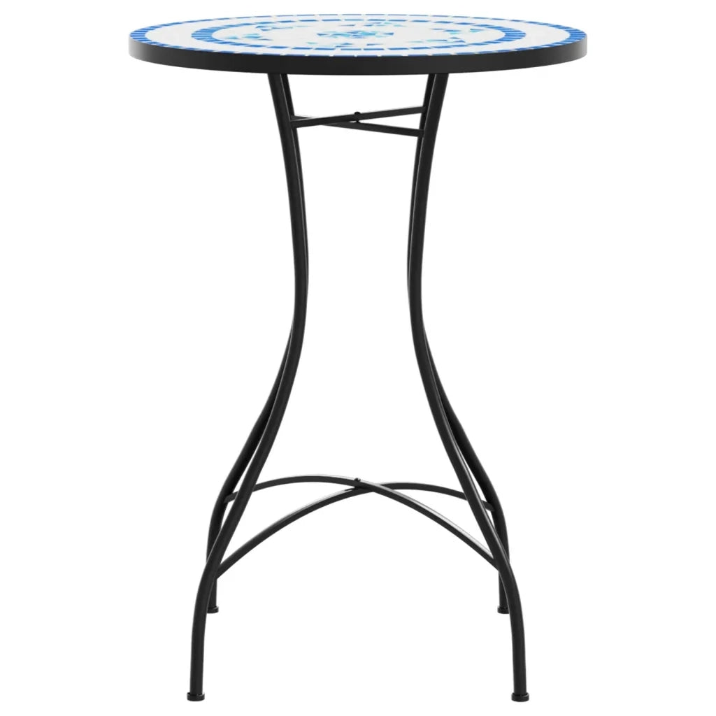 Tavolino da Bistrot con Mosaico Blu e Bianco Ã˜50x70 cm Ceramica