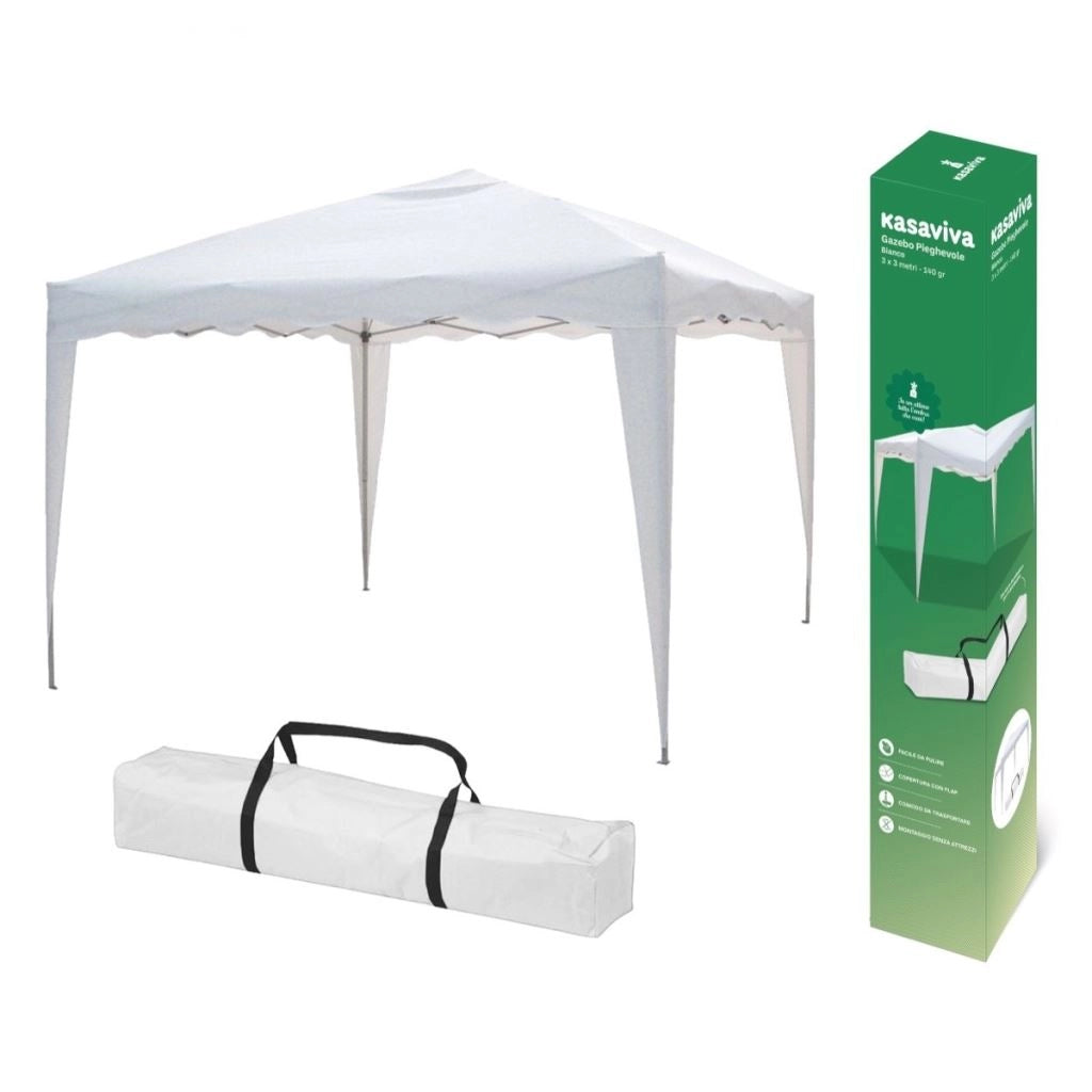 Gazebo da Giardino Smontabile in Ferro Bianco + Sacca 3 x 3 Metri