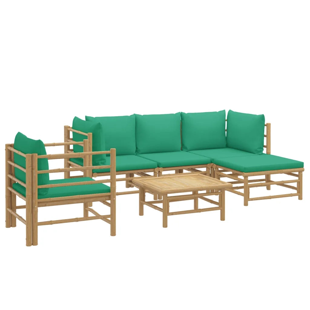 Set Salotto da Giardino 6pz con Cuscini Verdi BambÃ¹