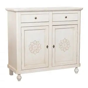 Credenza madia napoletana in legno 2 ante Shabby chic bianco anticato decorata