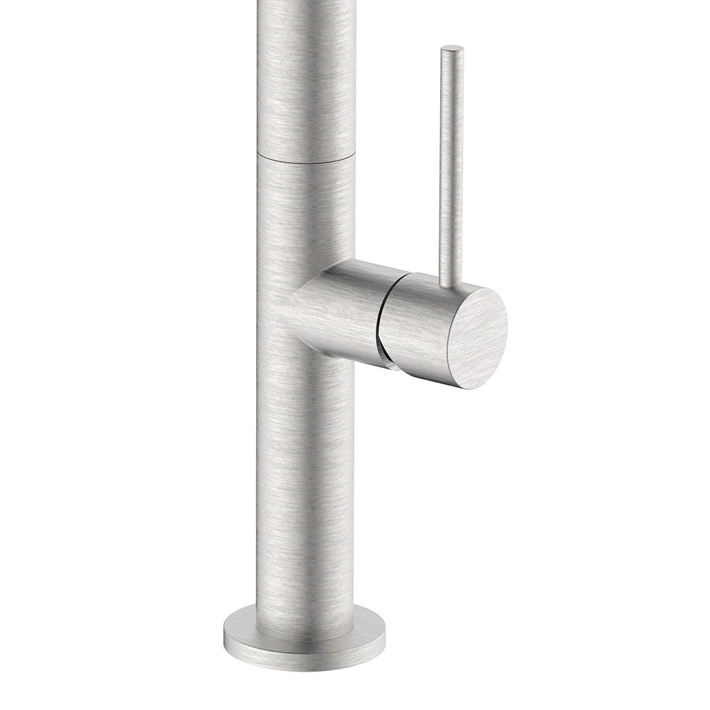 Miscelatore lavello bocca alta in acciaio spazzolato con risparmio acqua – Serie Detroit