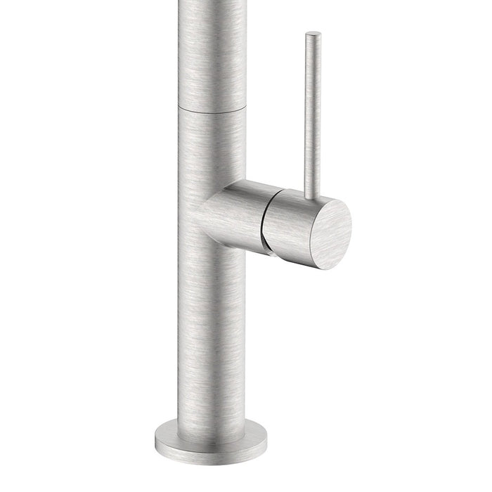 Miscelatore lavello bocca alta in acciaio spazzolato con risparmio acqua – Serie Detroit