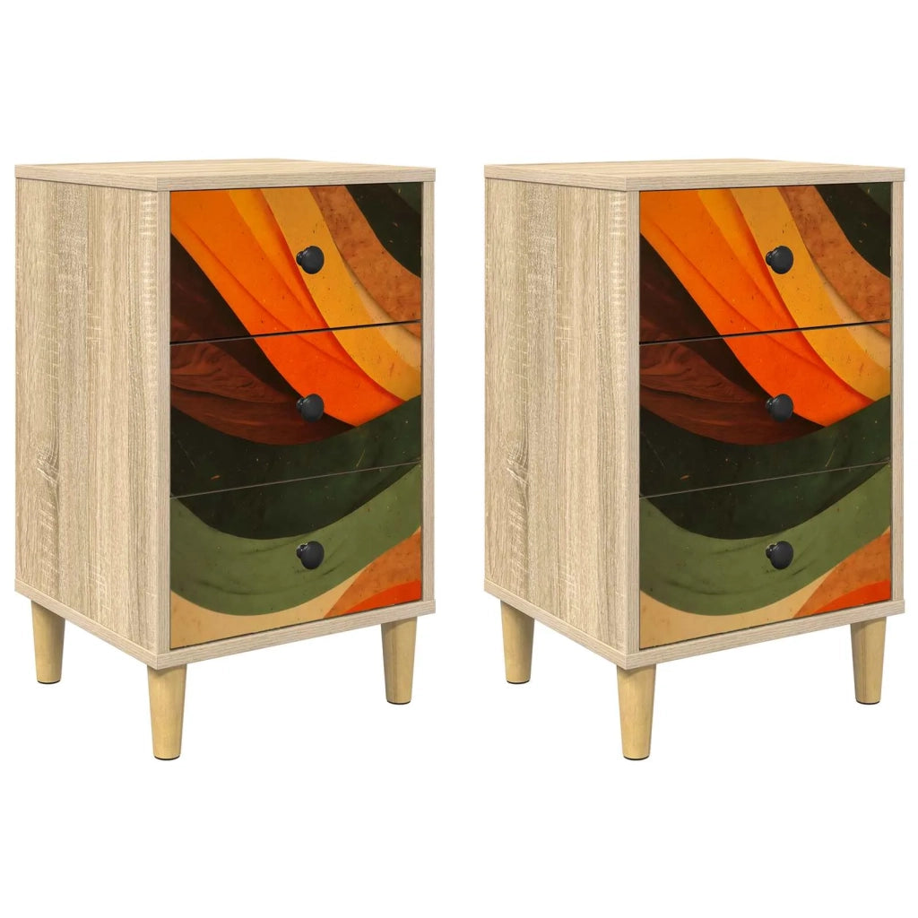 Armadio da Notte ZAANDAM 2 pz Rovere Sonoma 36 x 33 x 60 cm 8007292