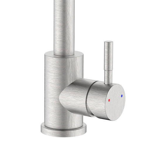 Rubinetto lavello bocca alta in acciaio spazzolato con risparmio acqua – Serie Bronx