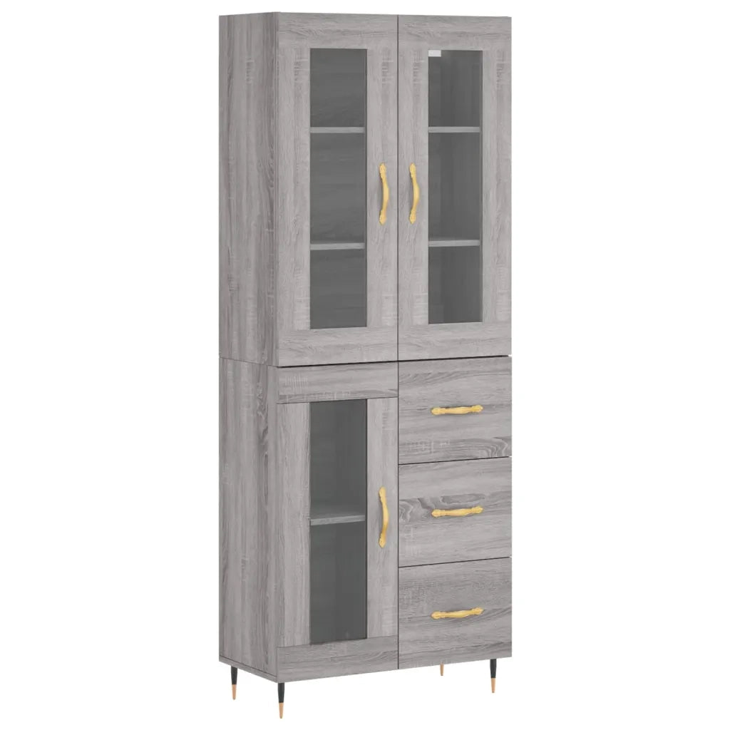 Credenza Grigio Sonoma 69,5x34x180 cm in Legno Multistrato 3198583