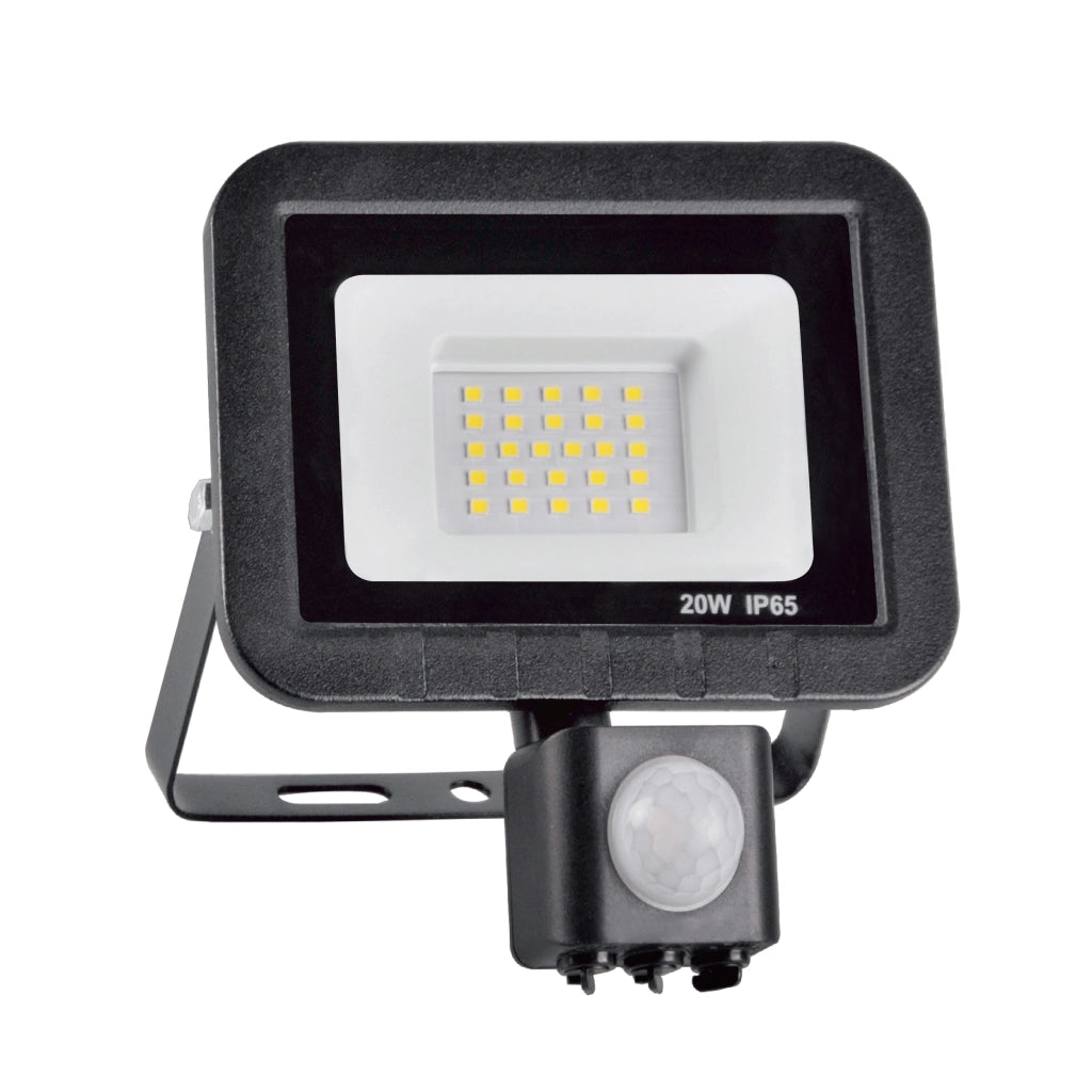 Faro LED SMD 20W con sensore PIR 6500K 120° IP65 nero Polux
