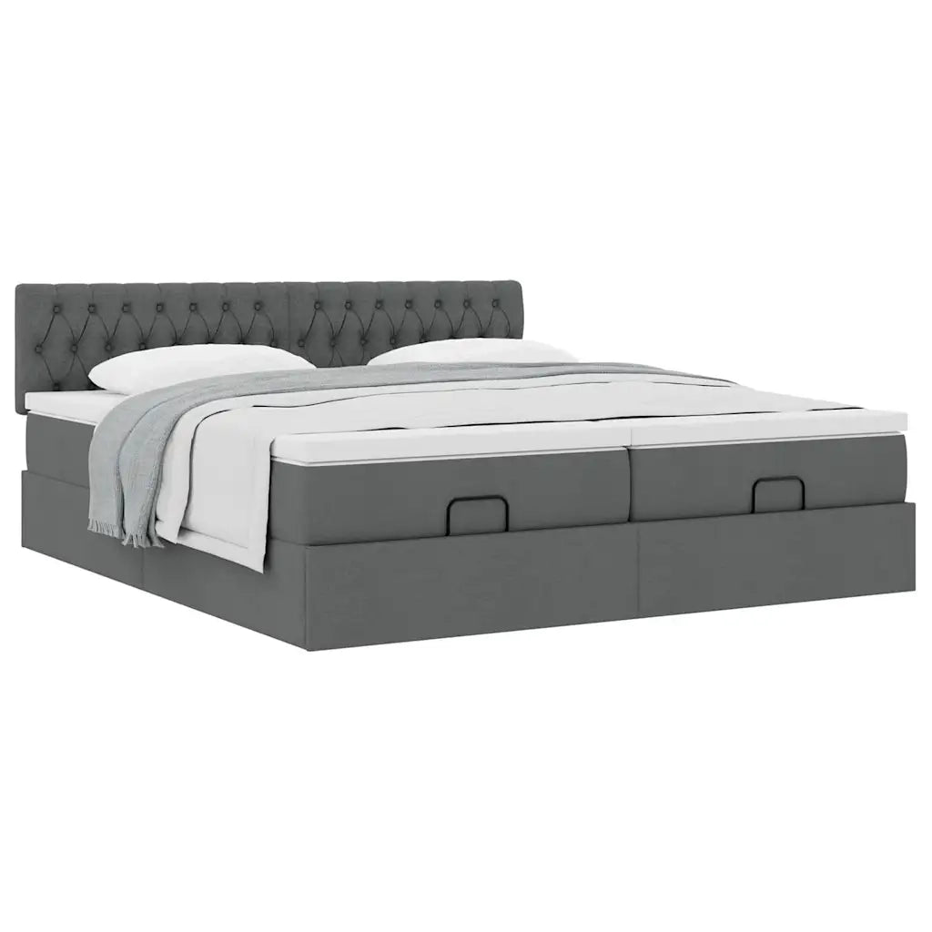 Struttura Letto Pouf con Materassi 200x200 cm in Tessuto 3312023