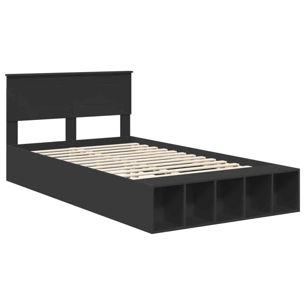Struttura del letto-Giroletto Nero 135 x 190 cm Legno multistrato 435469