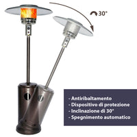 STUFA A GAS BOMBOLA GPL FUNGO DA ESTERNO PORTATILE ACCIAIO RISCALDA 20 MQ BIANCO PATIO LUX