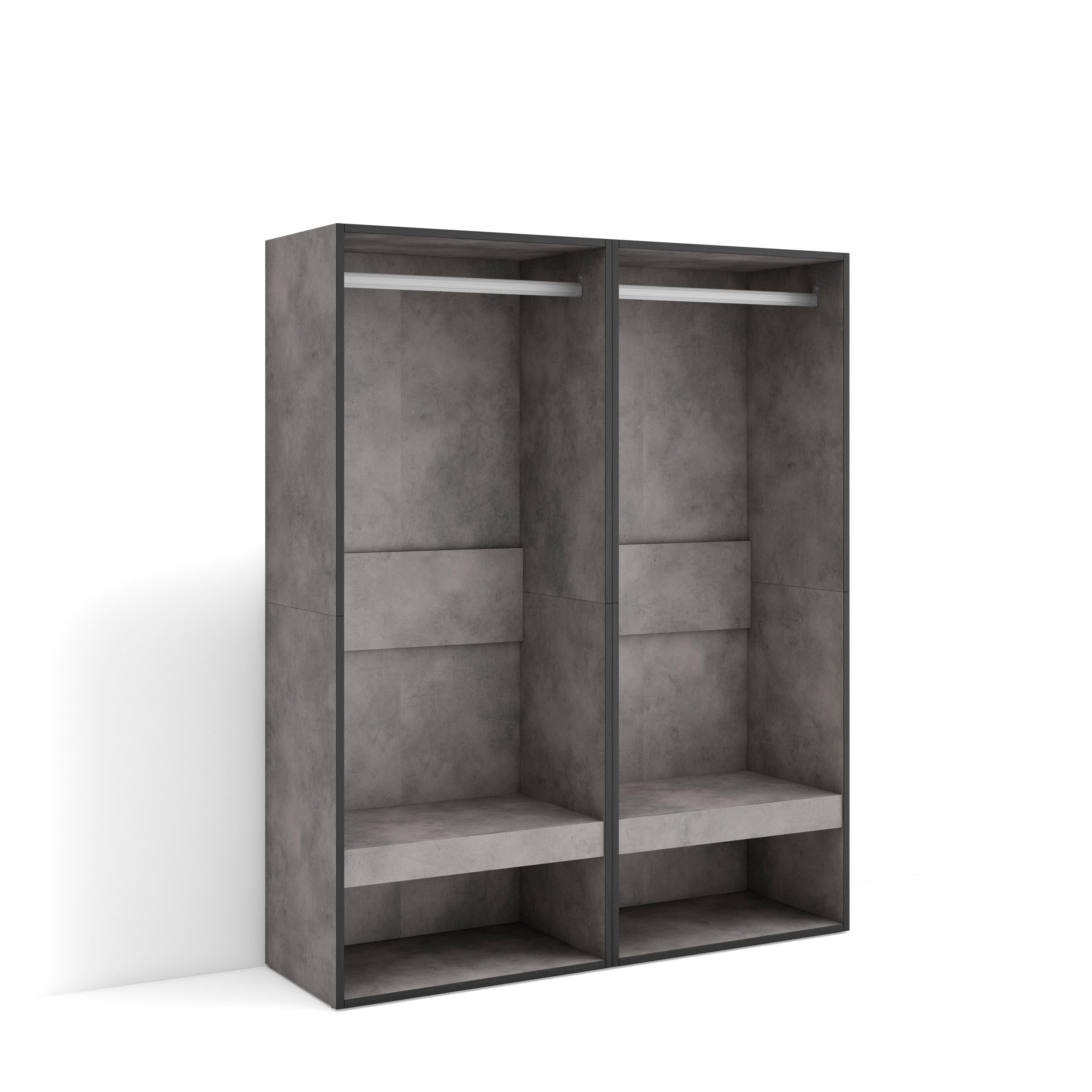 Armadio Aperto, 120x35x145cm, Camera da letto, Vestiti, scarpe, grigio cemento RF3489