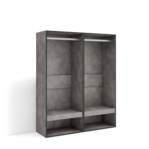 Armadio Aperto, 120x35x145cm, Camera da letto, Vestiti, scarpe, grigio cemento RF3489