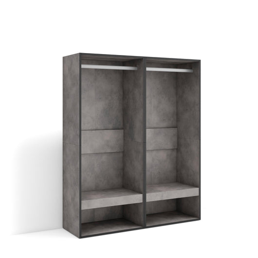 Armadio Aperto, 120x35x145cm, Camera da letto, Vestiti, scarpe, grigio cemento RF3489