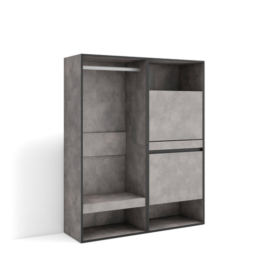 Armadio Aperto, 120x35x145cm, Camera da letto, Scarpiera, grigio cemento RF3491