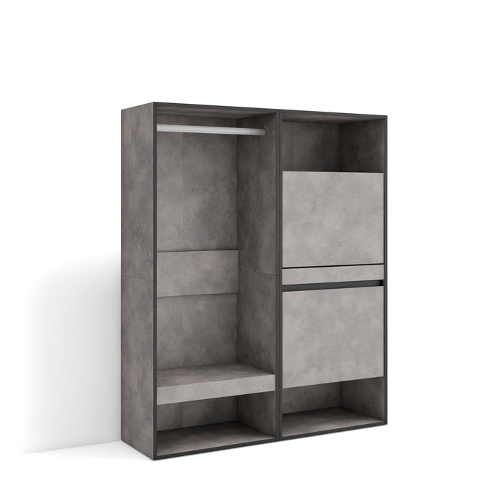 Armadio Aperto, 120x35x145cm, Camera da letto, Scarpiera, grigio cemento RF3491