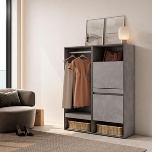 Armadio Aperto, 120x35x145cm, Camera da letto, Scarpiera, grigio cemento RF3491