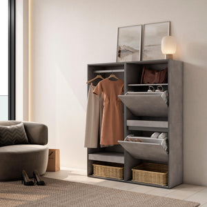 Armadio Aperto, 120x35x145cm, Camera da letto, Scarpiera, grigio cemento RF3491