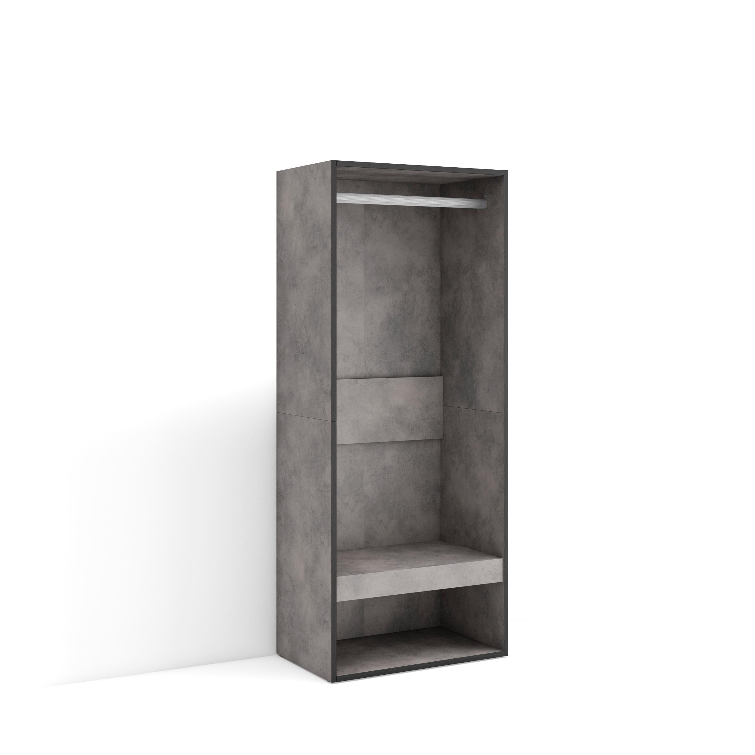 Armadio Aperto, 60x35x145cm, Camera da letto, Vestiti, scarpe, grigio cemento RF3488