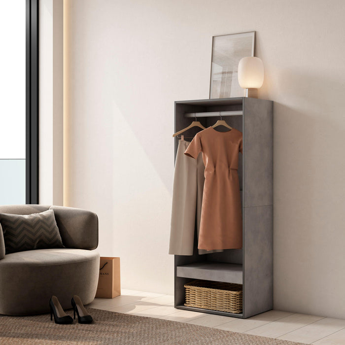 Armadio Aperto, 60x35x145cm, Camera da letto, Vestiti, scarpe, grigio cemento RF3488