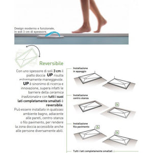 Piatto doccia in ceramica super slim alto 3 cm modello UP Althea - Misura: 80 x 120 x H 3 cm