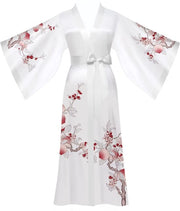 Camicia da camera in seta leggera, camicia da camera lunga in seta, kimono, seta da bagno estiva, abito da spiaggia per donne, camicia da notte leggera (bianca)