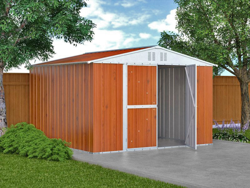 Casetta Box da Giardino in Lamiera di Acciaio Porta Utensili 327x307x217 cm Enaudi Legno