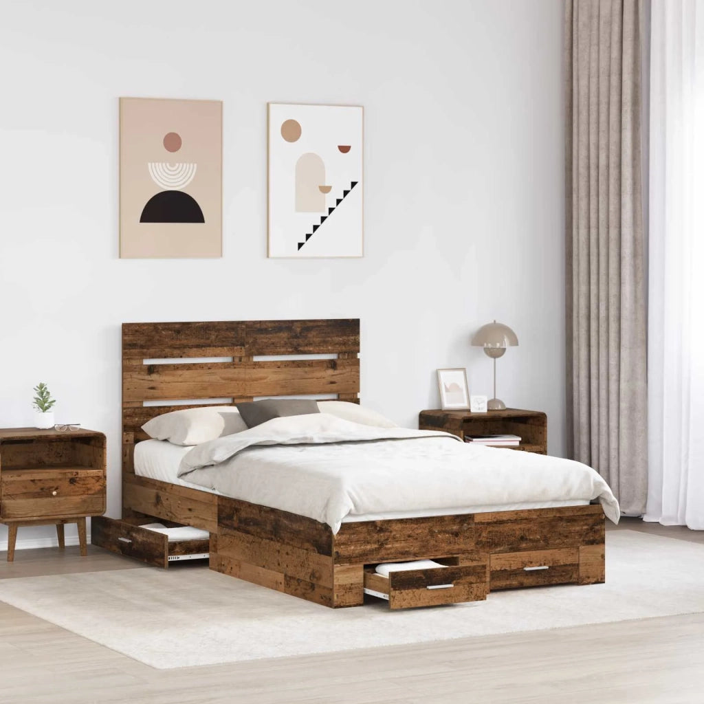 Struttura del letto con cassetto Legno vecchio 120 x 190 cm 3412002